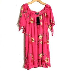 Anthropologie LIV Tunic Short Dress Pink Floral Summer NWT size 2X